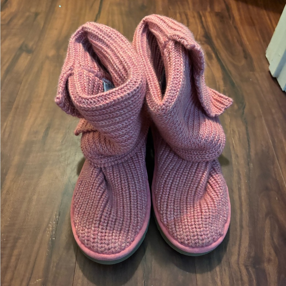 UGG Pink Knit Winter Boots